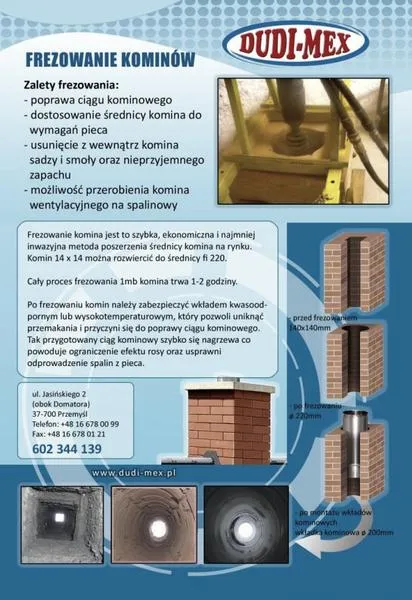 Koszt frezowania komina